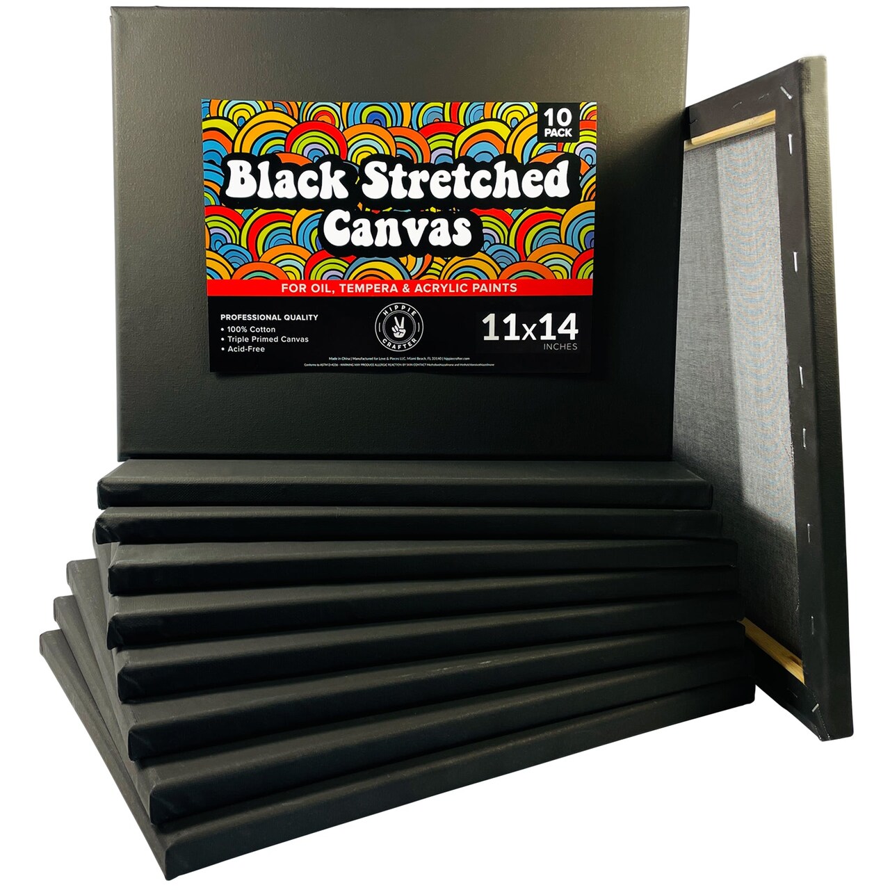 Stretched Black Canvas for Painting Bulk 10 Pack Small Canvases for Painting  Blank Canvas for Painting Stretched Canvas for Paint for Artists Gesso  Primed for Oil, Acrylic, and Watercolor Art